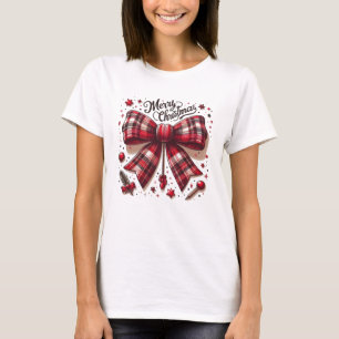 merry christmas red plaid hair bow T-Shirt