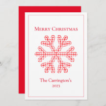 Merry Christmas Red Plaid Snowflake Rustic