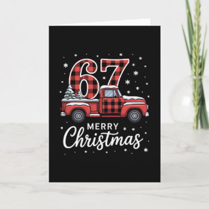 Merry Christmas Red Plaid Truck 67 Christmas Card