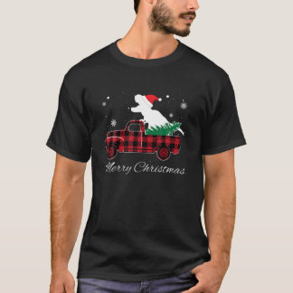 Merry Christmas Red Plaid Truck With Cute Dinosaur T-Shirt