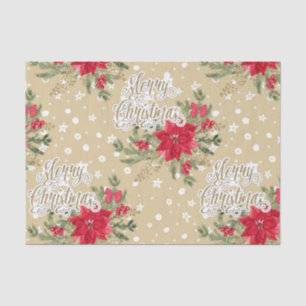 Merry Christmas Red Poinsettia Tissue Paper
