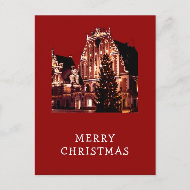 Merry Christmas red postcard (Front)