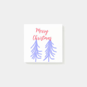 Merry Christmas red purple pastel pine tree waterc Post-it Notes