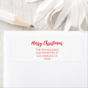 Merry Christmas Red Return Address Label
