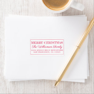 Merry Christmas Red Return Address Label
