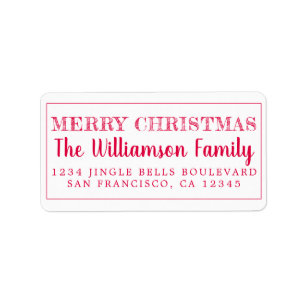 Merry Christmas Red Return Address Label