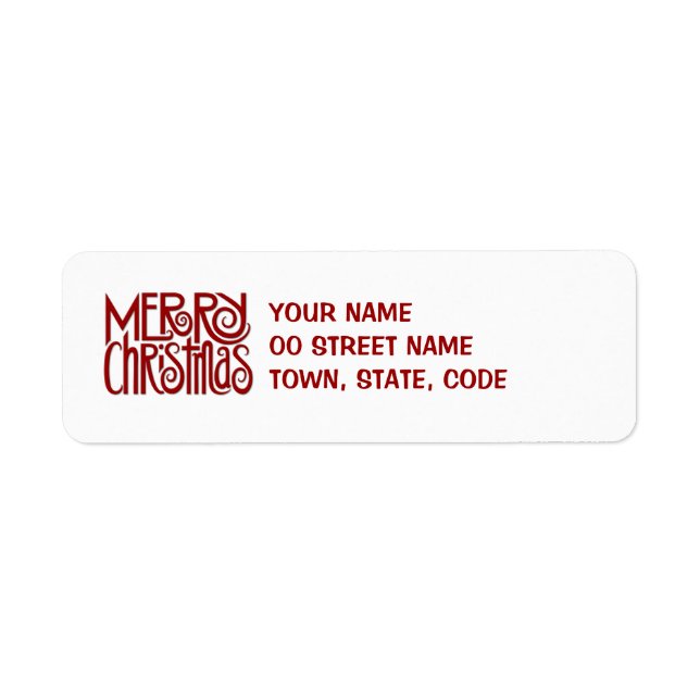 Merry Christmas red Return Address Label (Front)