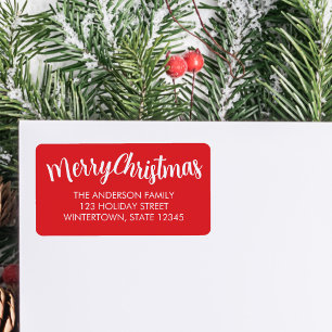 Merry Christmas Red Return Address Label
