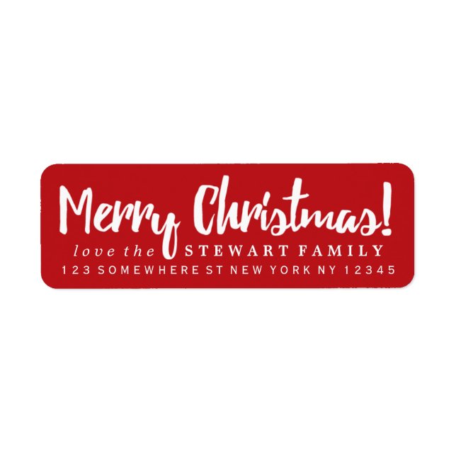 Merry Christmas Red Return Address Label (Front)