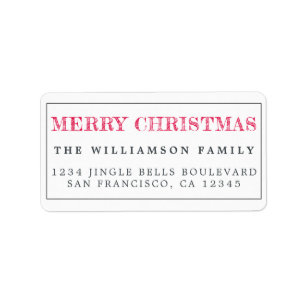 Merry Christmas Red Return Address Label