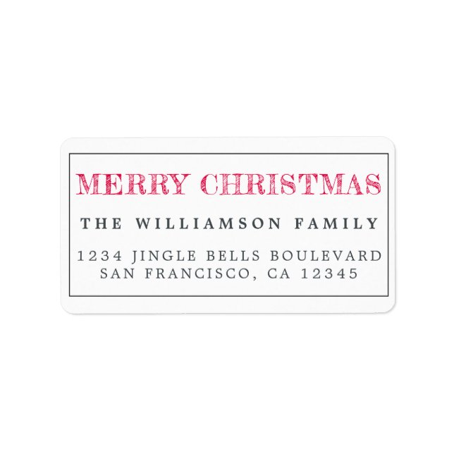 Merry Christmas Red Return Address Label (Front)