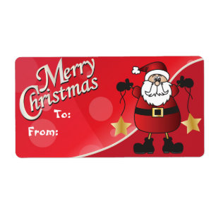 Merry Christmas Red Santa Claus Gift Tags