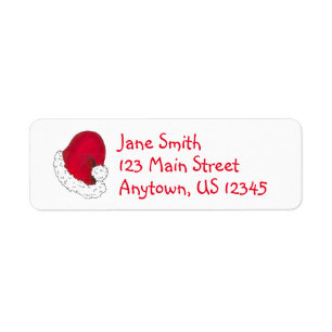 Merry Christmas Red Santa Claus Hat Holiday Xmas Return Address Label