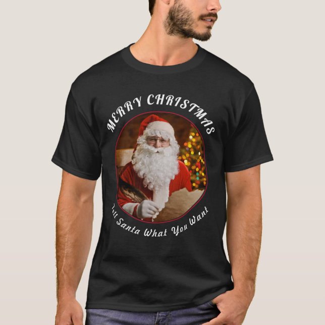 Merry Christmas Red Santa Clause Christmas Tree T-Shirt (Front)