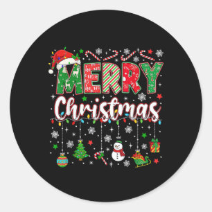 Merry Christmas Red Santa Hat Reindeer Santa Match Classic Round Sticker