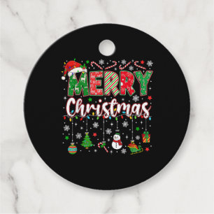 Merry Christmas Red Santa Hat Reindeer Santa Match Favour Tags