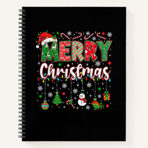 Merry Christmas Red Santa Hat Reindeer Santa Match Notebook