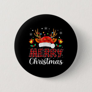 Merry Christmas Red Santa Hat Reindeer Xmas Family 6 Cm Round Badge