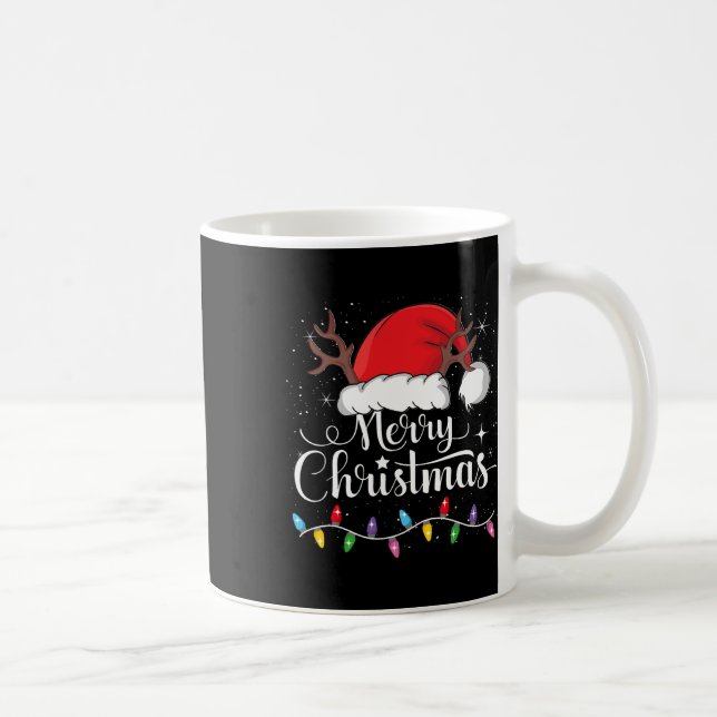 Merry Christmas Red Santa Hat Reindeer Xmas Family Coffee Mug (Right)
