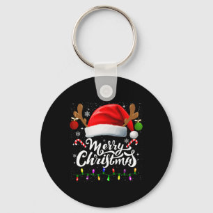 Merry Christmas Red Santa Hat Reindeer Xmas Family Key Ring