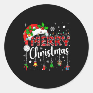 Merry Christmas Red Santa Hat Reindeer Xmas Matchi Classic Round Sticker