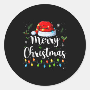Merry Christmas Red Santa Hat Reindeer Xmas Matchi Classic Round Sticker