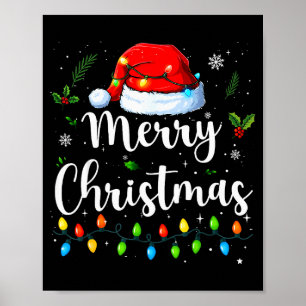 Merry Christmas Red Santa Hat Reindeer Xmas Matchi Poster