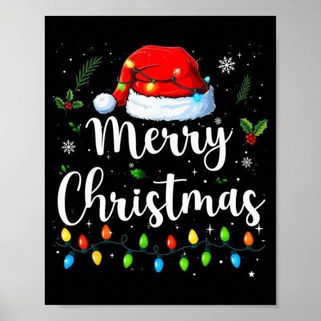Merry Christmas Red Santa Hat Reindeer Xmas Matchi Poster (Front)