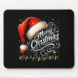 Merry Christmas Red Santa Hat Xmas Matching Family Mouse Pad
