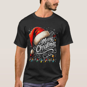 Merry Christmas Red Santa Hat Xmas Matching Family T-Shirt