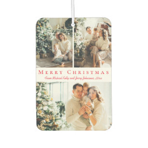 merry christmas red script 3 photos holiday modern car air freshener