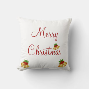Merry Christmas Red Script Modern Throw Pillow
