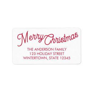 Merry Christmas Red Script Return Address Label