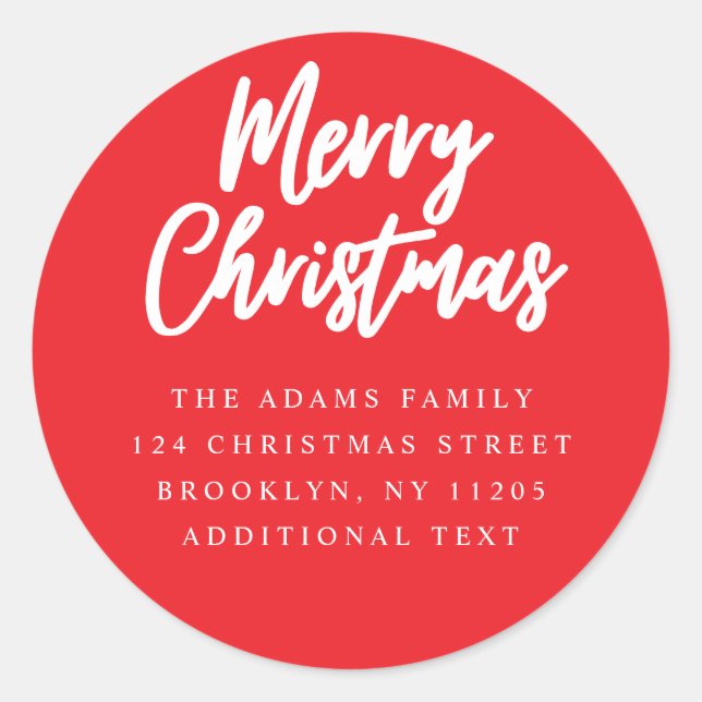Merry Christmas Red  script Return Addrress label (Front)