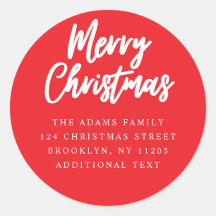 Merry Christmas Red  script Return Addrress label