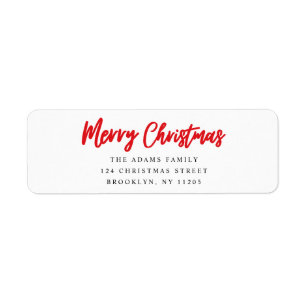 Merry Christmas Red script return adress Address Label