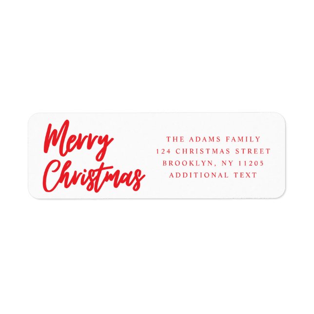Merry Christmas Red script return adress Address Label (Front)