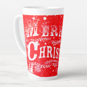 Merry Christmas Red Snowflake Latte Mug