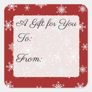 Merry Christmas Red Snowflake To and From Stickers