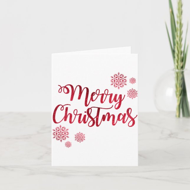 Merry Christmas Red Snowflake Tygraphy  Card (Front)