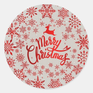 Merry Christmas Red Snowflakes Holiday Sticker