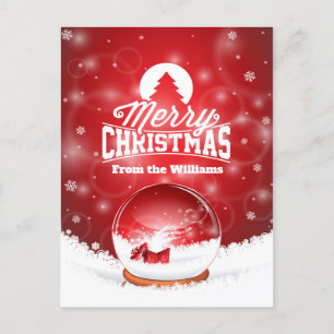 Merry Christmas Red Snowflakes Personalized Wish Holiday Postcard