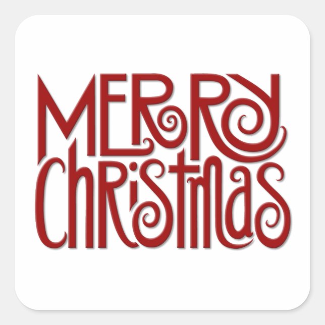 Merry Christmas red Square Sticker (Front)
