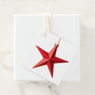 Merry Christmas Red star decoration with text Favour Tags