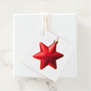 Merry Christmas Red star decoration with text Favour Tags