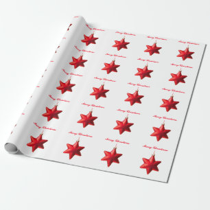 Merry Christmas Red star decoration with text Wrapping Paper