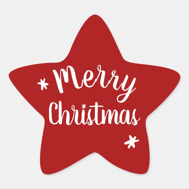 Merry Christmas Red Star Sticker (Front)