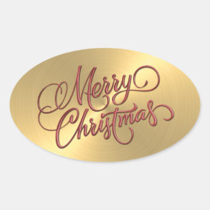 Merry Christmas Red Sticker Embossed Look