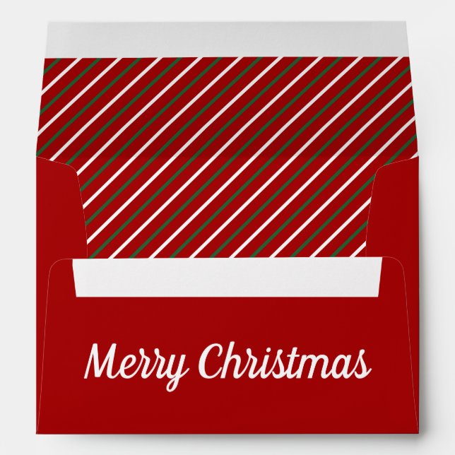 Merry Christmas Red Stripes Return Address  Envelope (Back (Bottom))