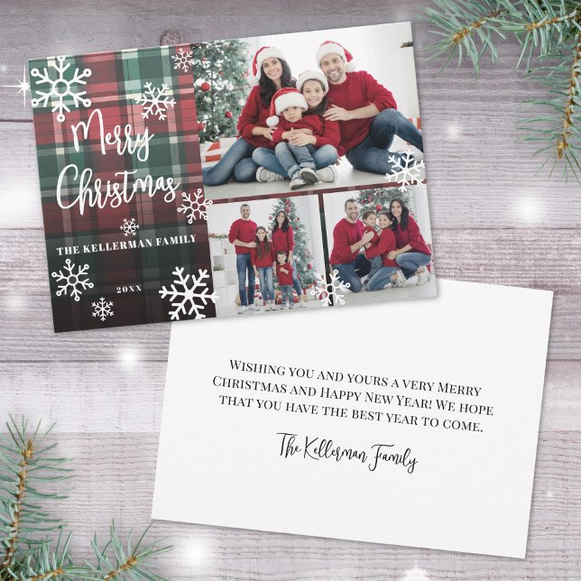 Merry Christmas Red Tartan Photo Holiday Card (Merry Christmas Red Tartan Photo Holiday Card)